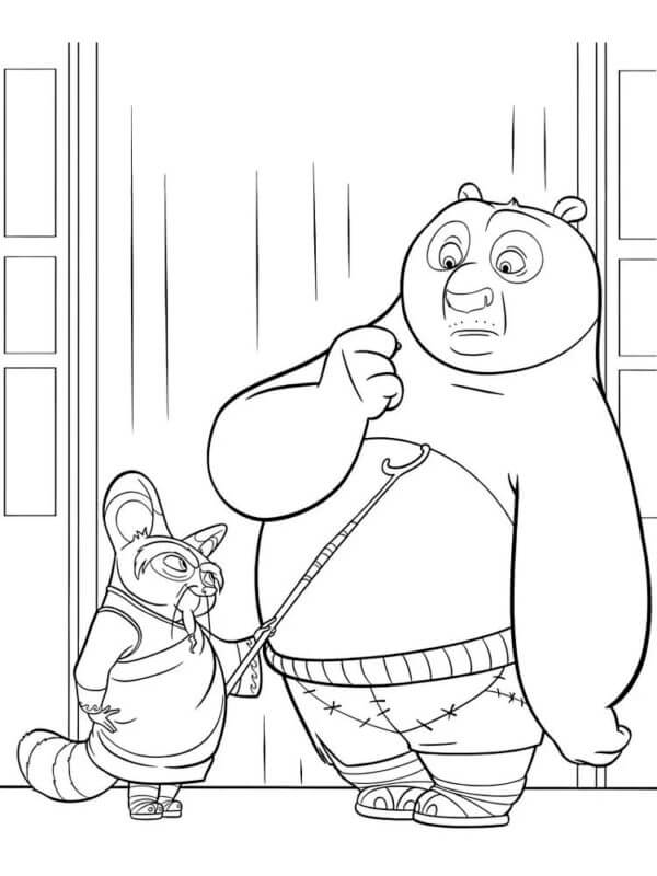 마스터 시푸가 포에게 지시를 내리다 coloring page