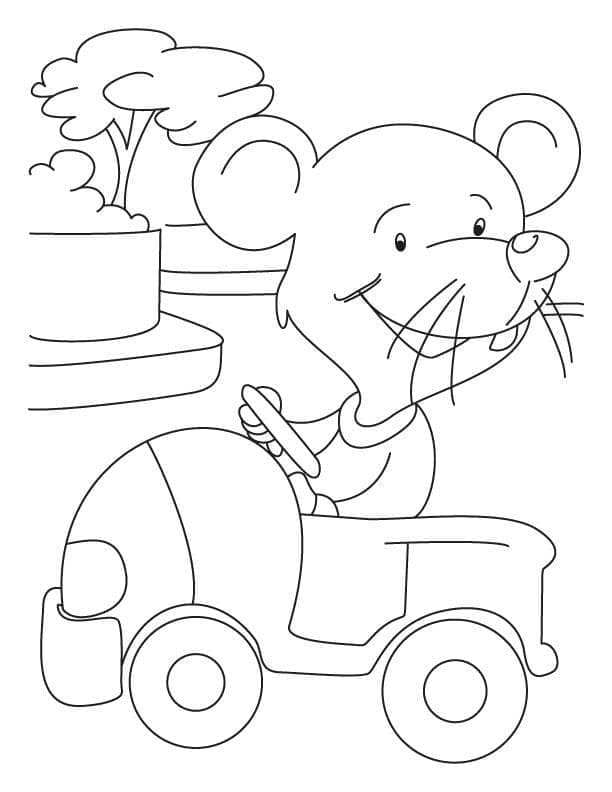 마우스가 운전 중입니다 coloring page