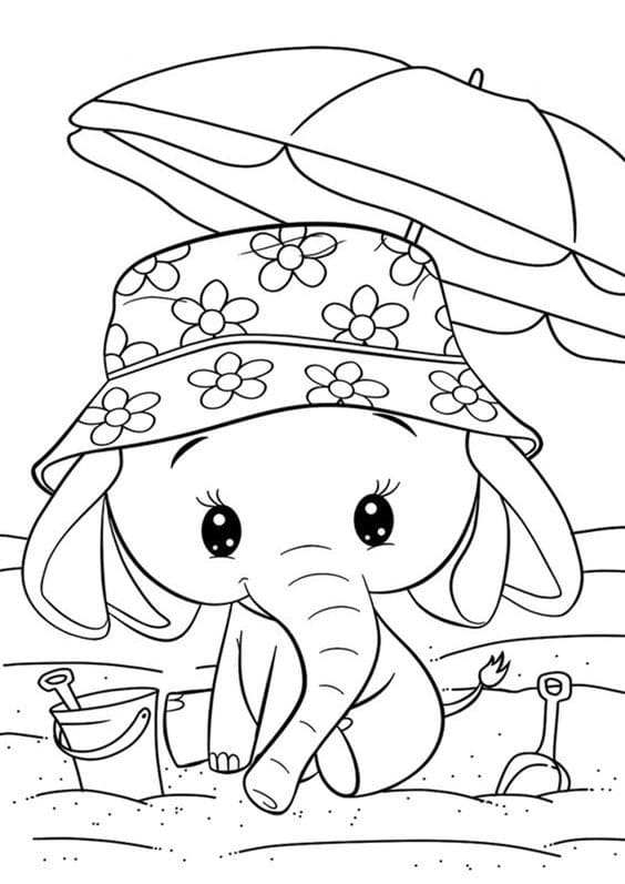 무료 귀여운 코끼리 coloring page