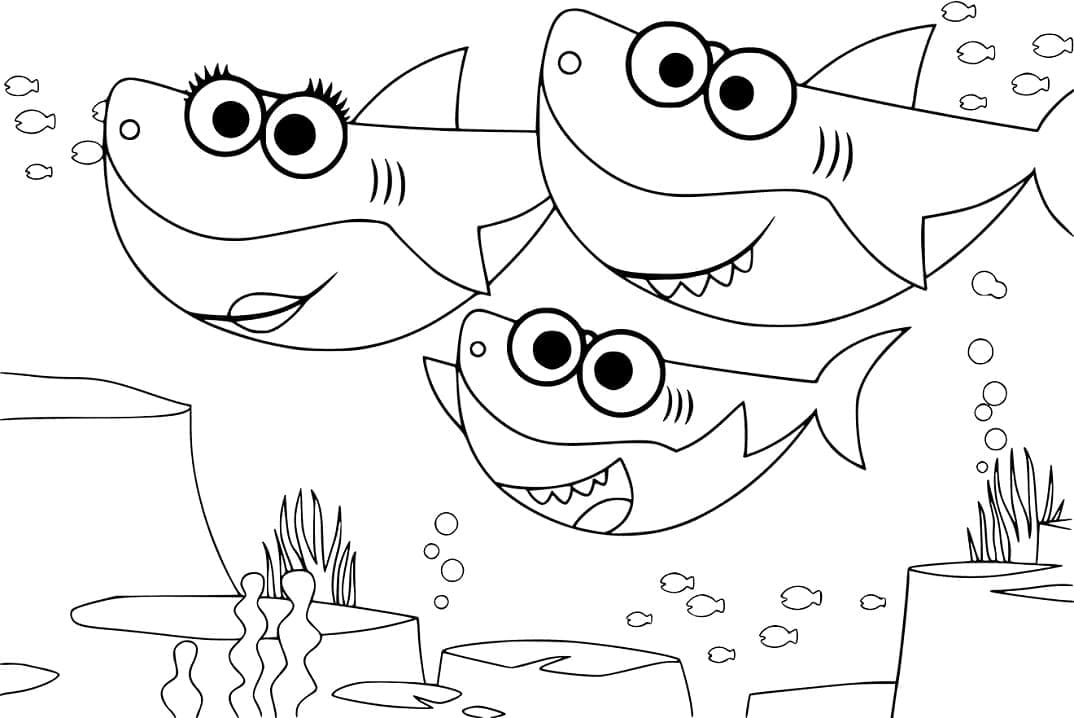 무료로 인쇄할 수 있는 아기 상어 coloring page