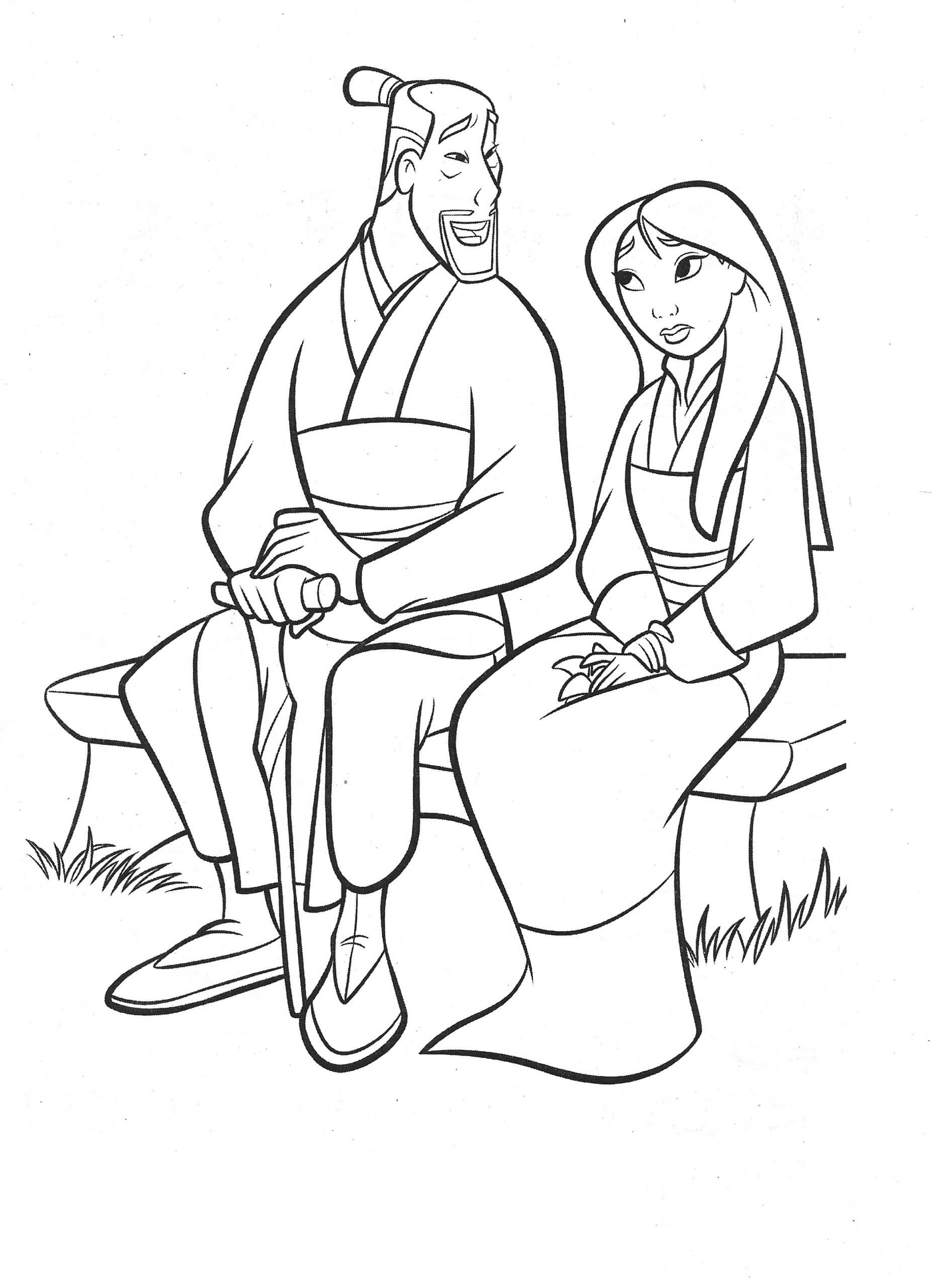 파 저우와 뮬란 coloring page