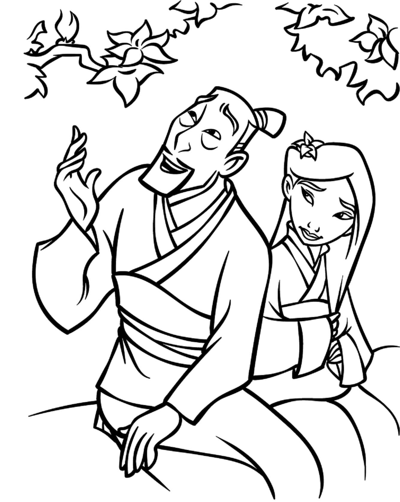 파저우가 뮬란과 대화하다 coloring page