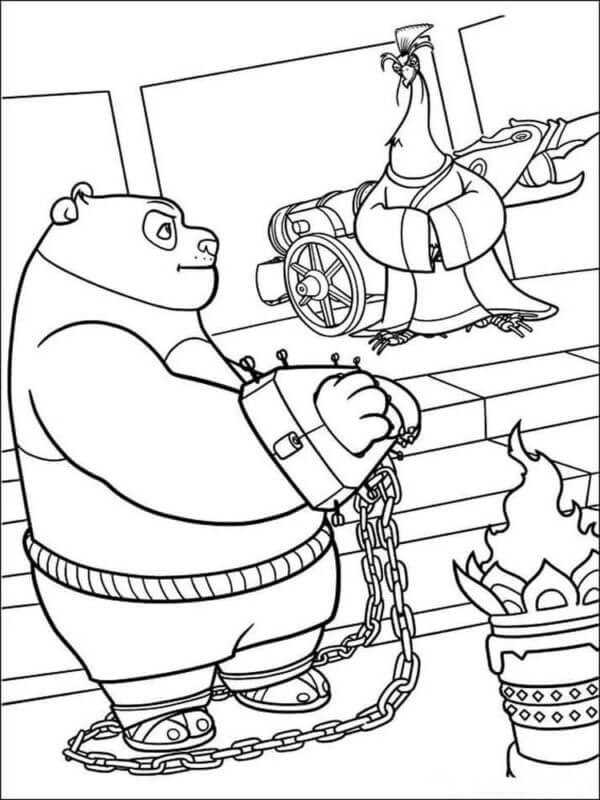 핑 씨는 포를 구출하기 위해 날아왔다 coloring page