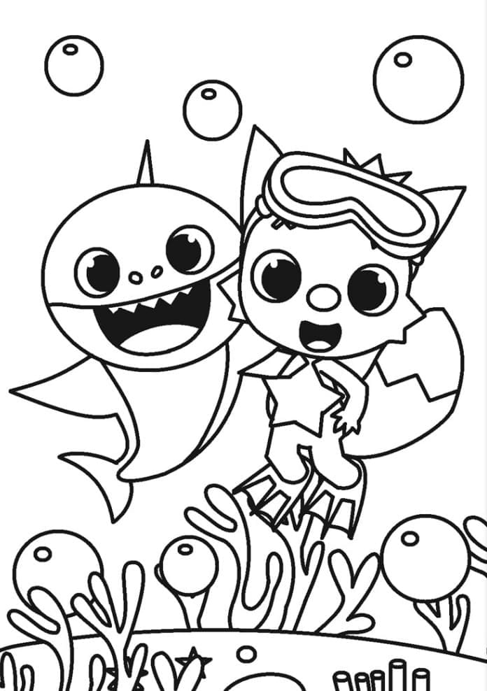 핑크퐁과 함께하는 베이비샤크 coloring page