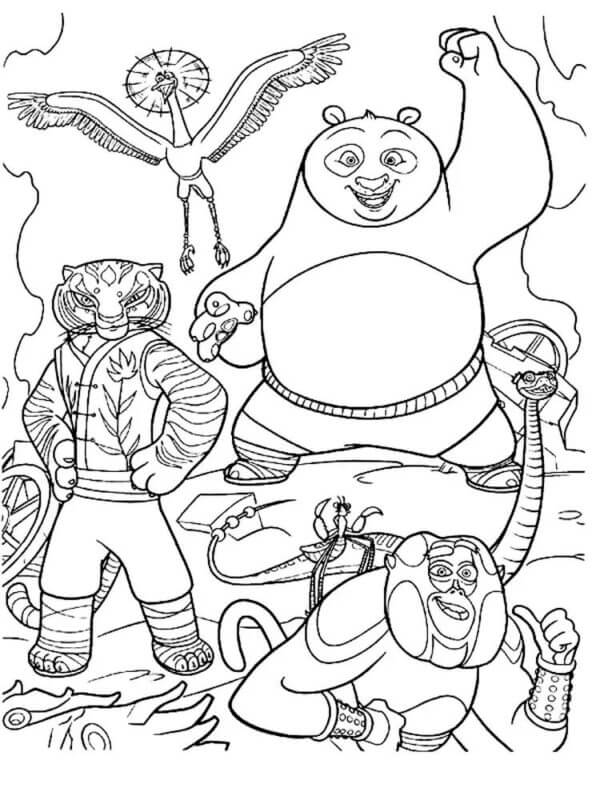 포가 이끄는 친절한 팀 coloring page