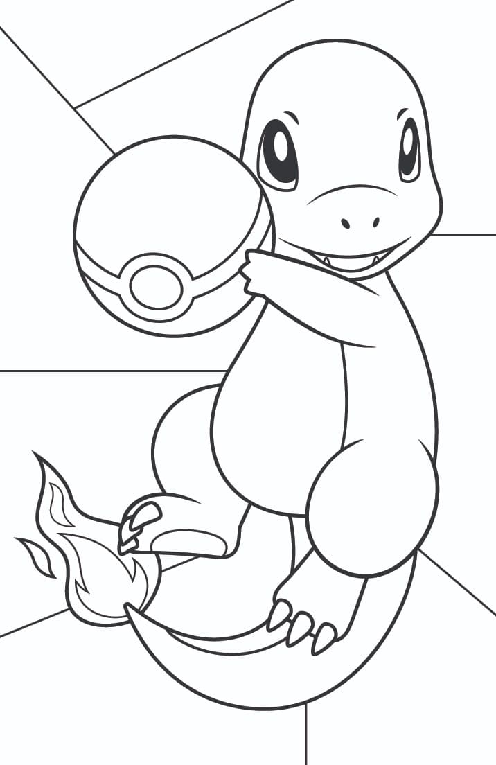 포켓볼을 든 샤르맨더 coloring page