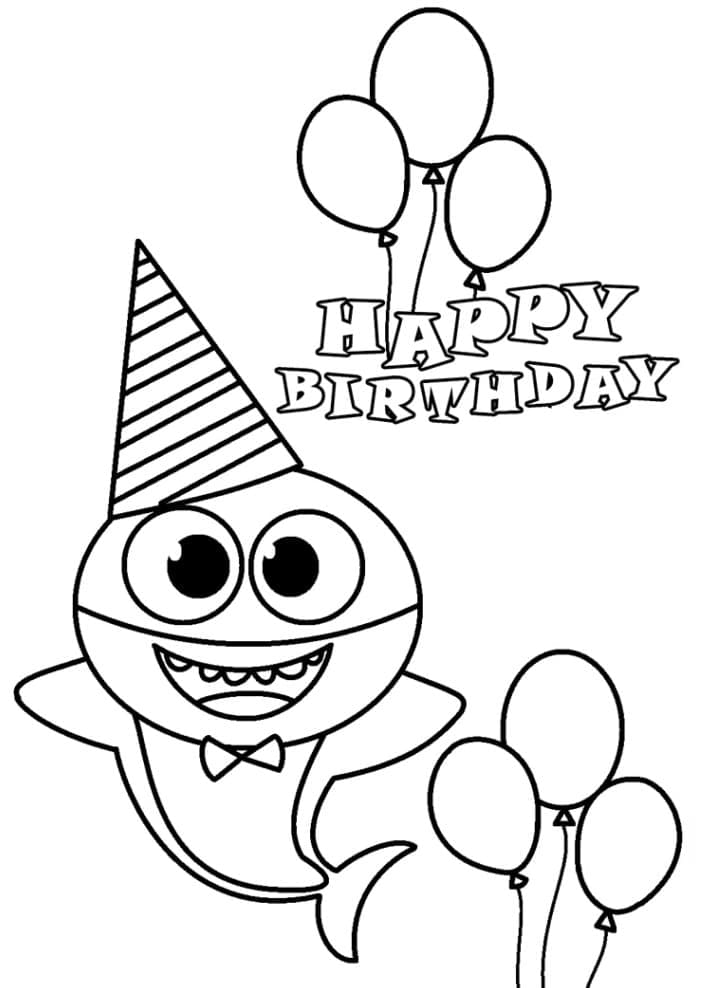 생일 축하해 베이비 샤크 coloring page