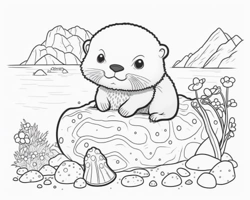 수달 귀엽다 coloring page