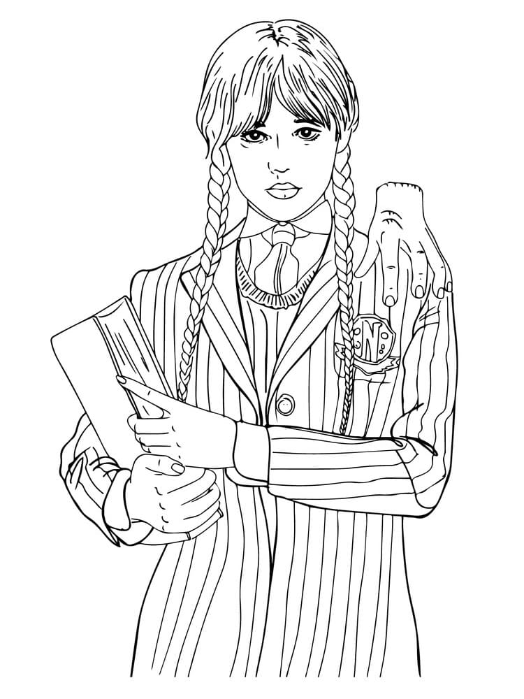 수요일 애덤스 앳 스쿨 coloring page