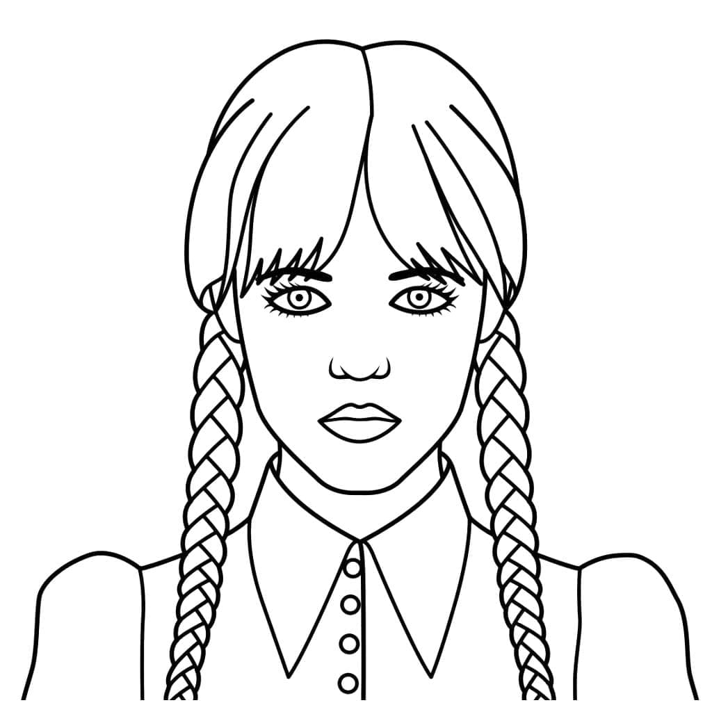 수요일 애덤스 페이스 coloring page