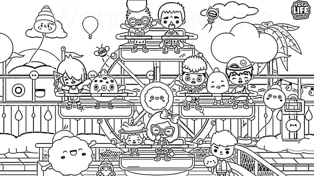 토카 보카 놀이공원 coloring page