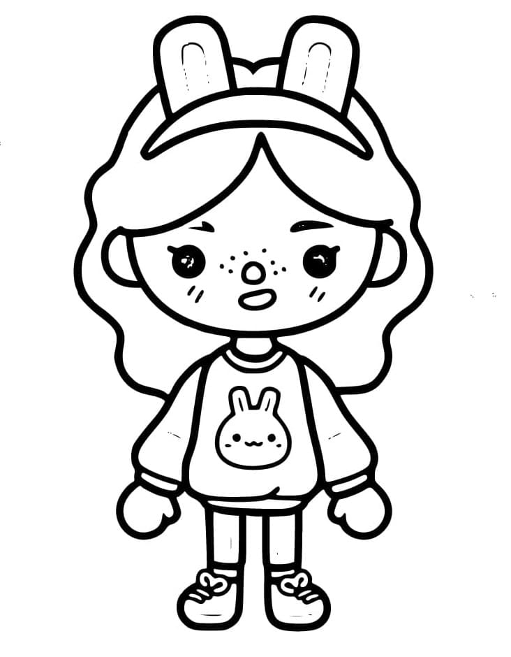 토끼 귀를 가진 토카 보카 소녀 coloring page