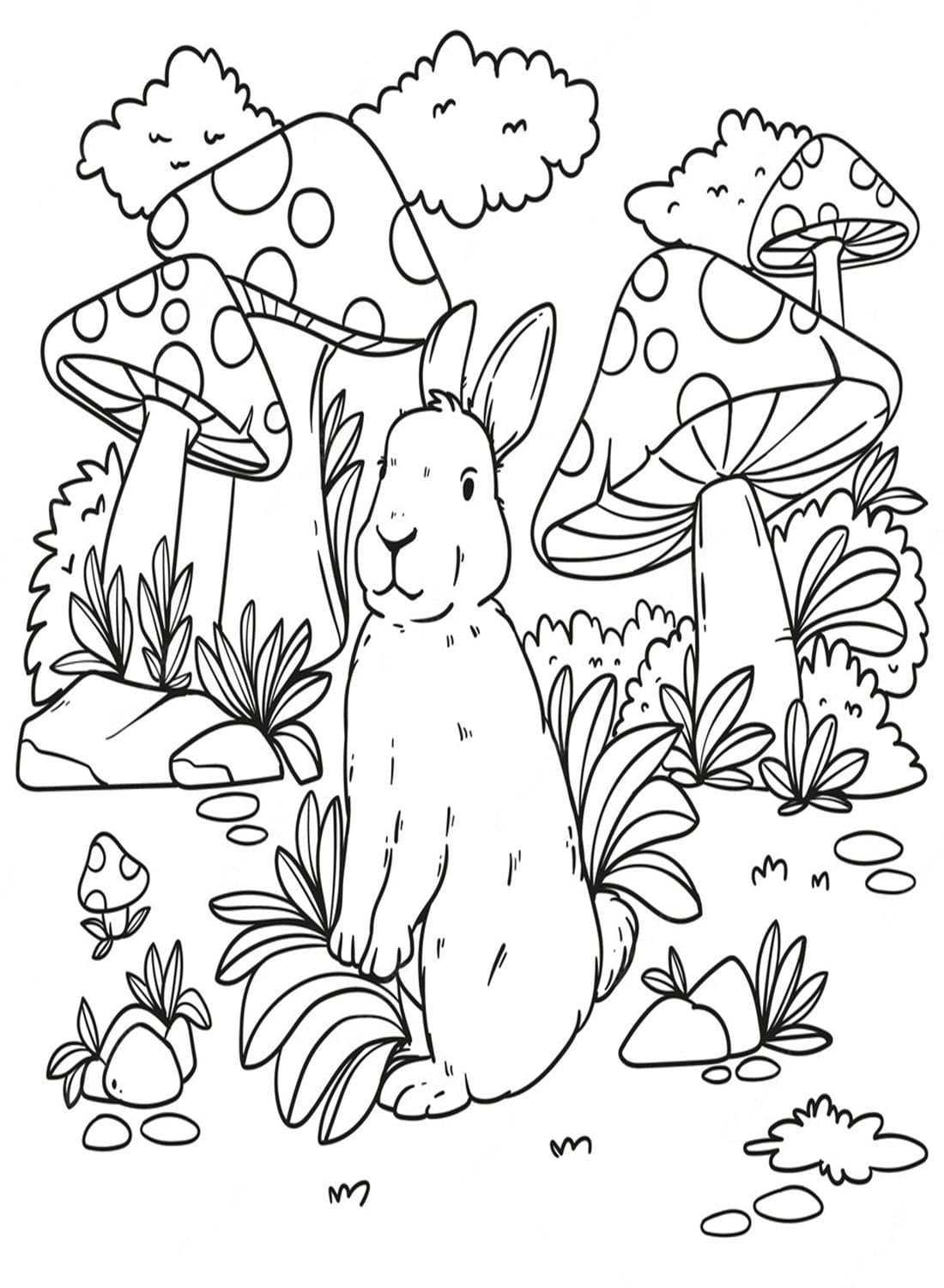 토끼와 버섯 coloring page