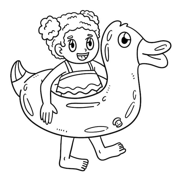 여자 아이는 수영하러 간다 coloring page