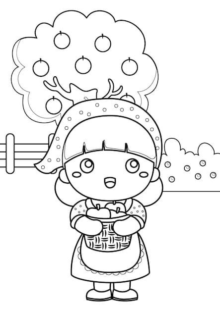 여자아이 기본 coloring page