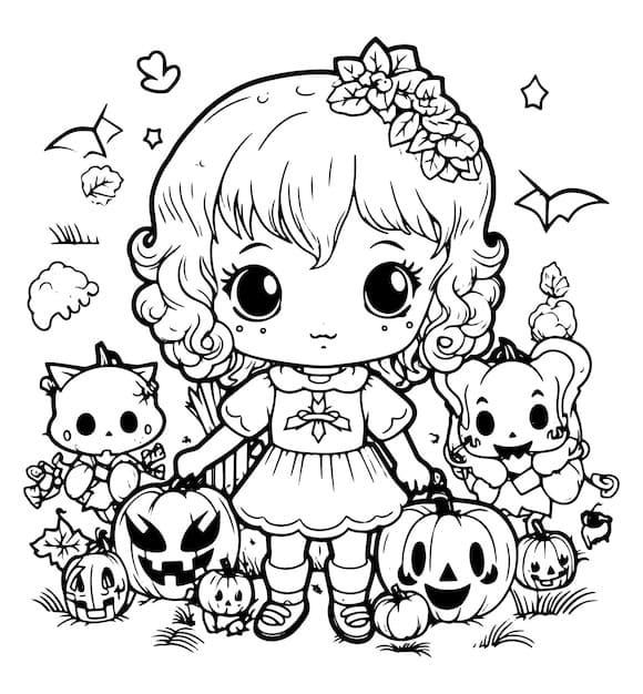 여자아이 귀엽다 coloring page