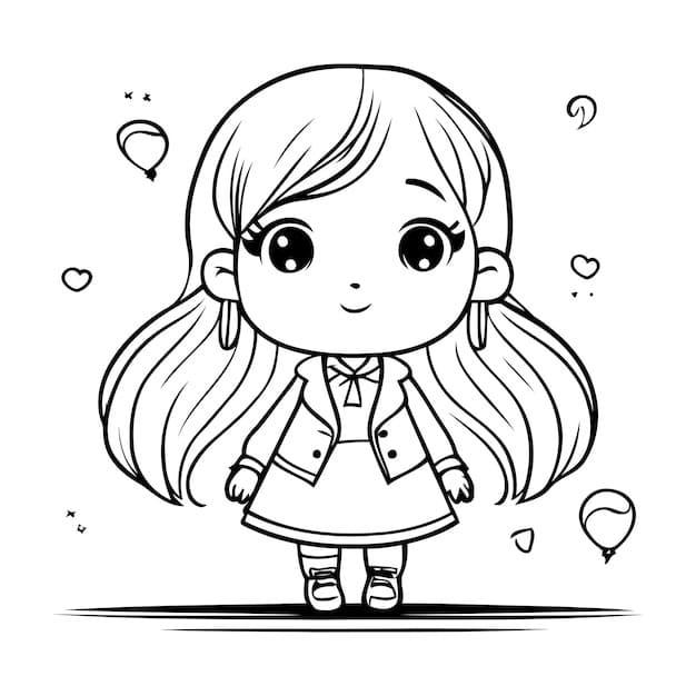 여자아이 귀여운 작은 coloring page