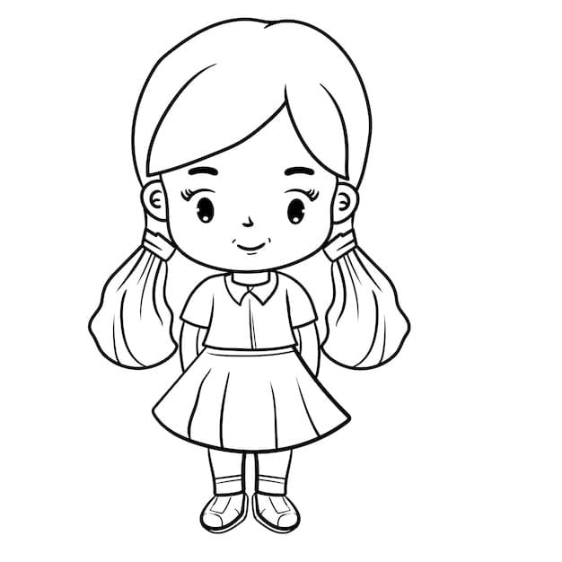 여자아이 행복하다 coloring page