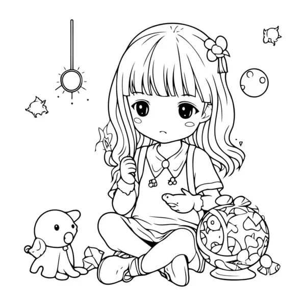 여자아이 이미지 coloring page