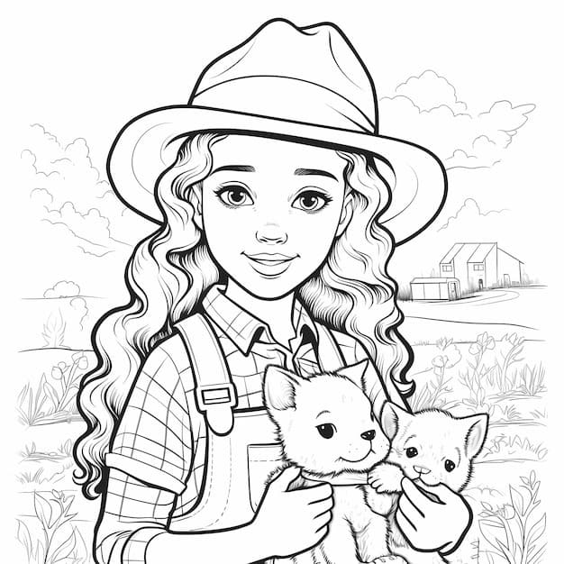 여자아이의 스케치를 그려보세요 coloring page