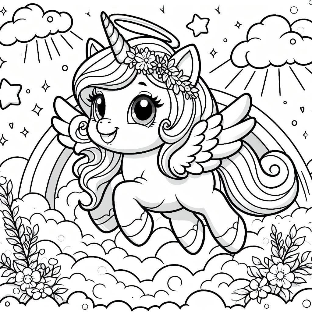 유니콘 귀엽다 coloring page