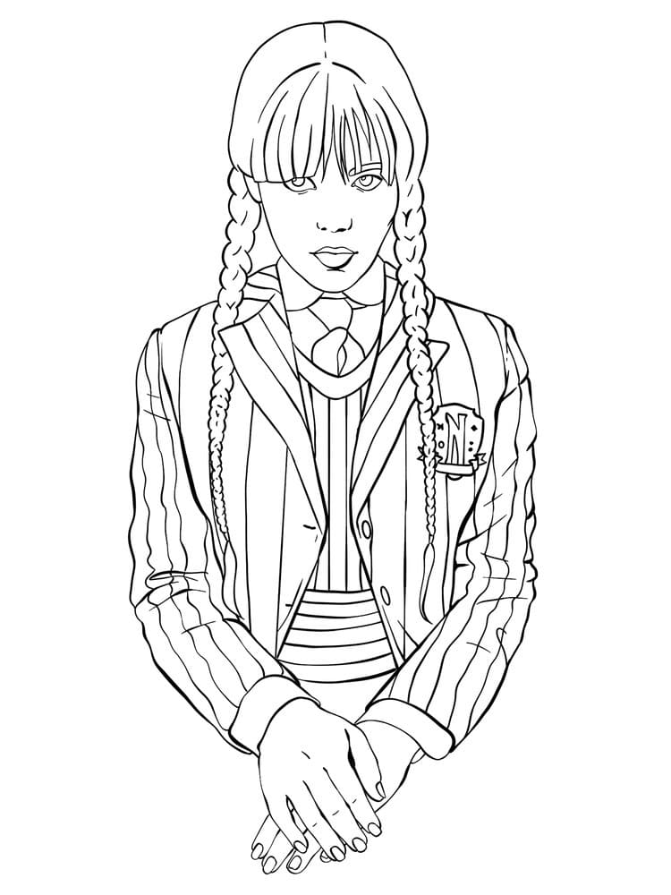 유니폼을 입은 수요일 애덤스 coloring page