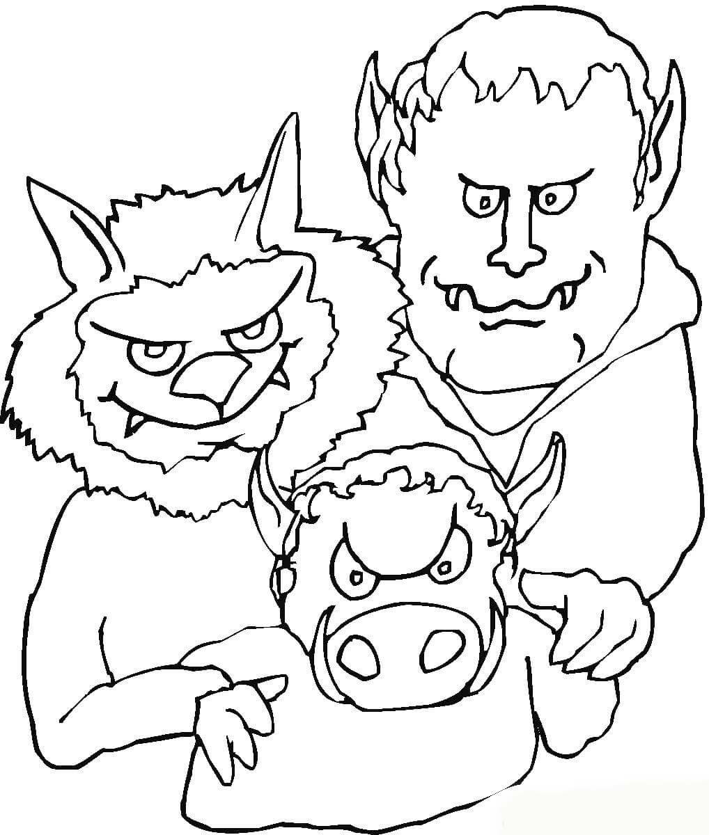 악마의 뱀파이어 가족 coloring page