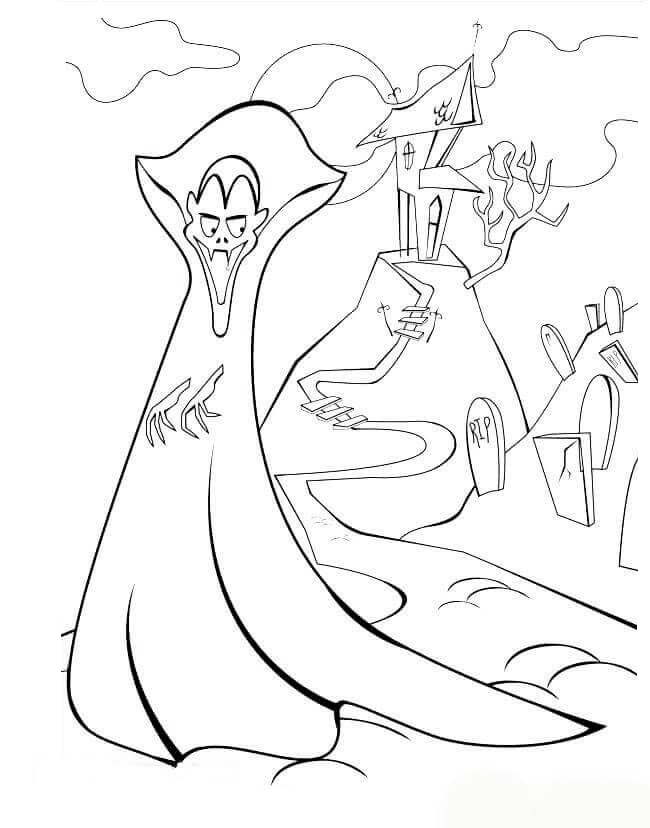 뱀파이어와 묘지 coloring page