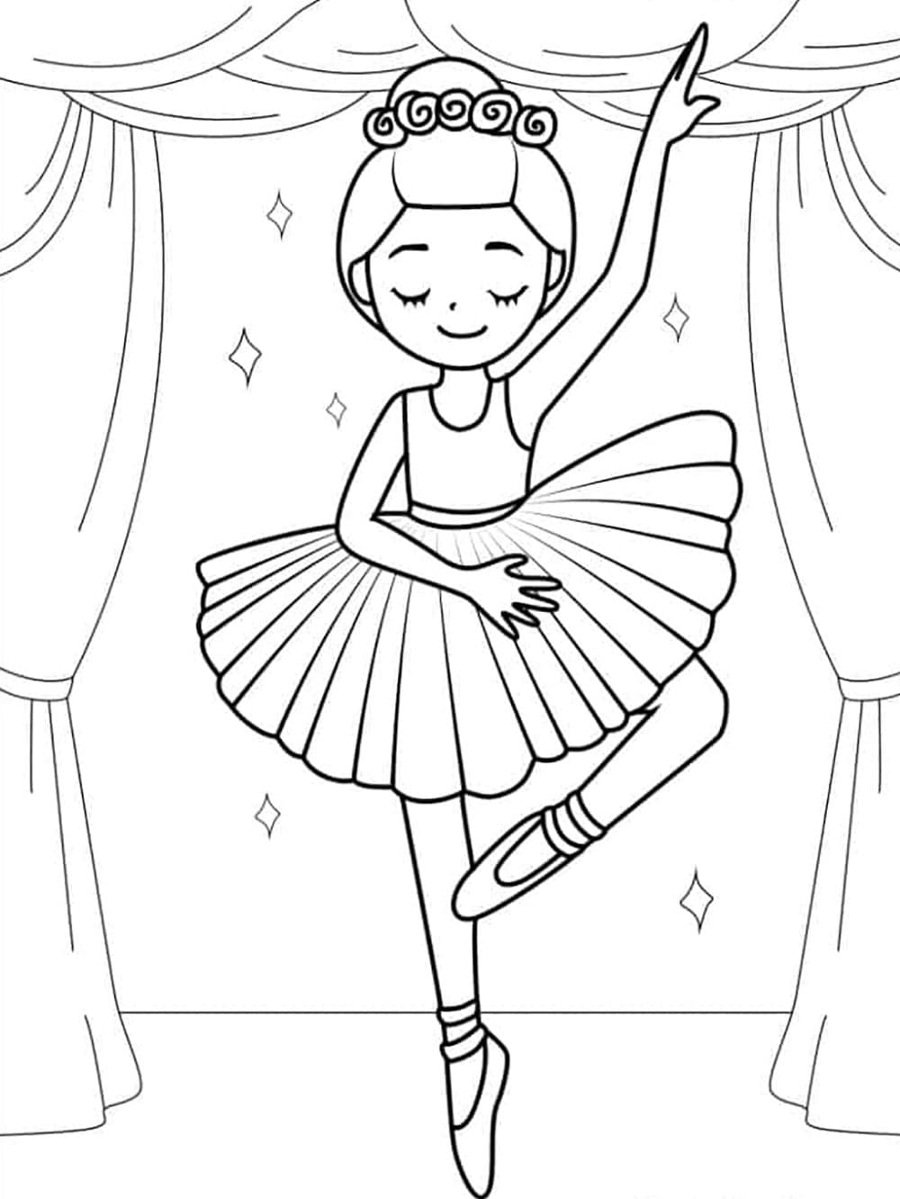 발레리나 소녀 그리기 coloring page