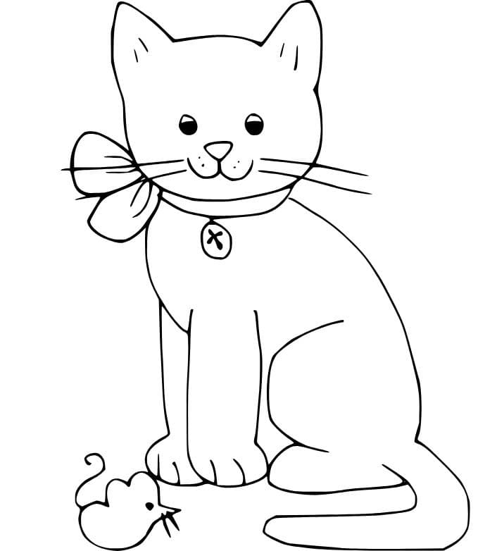 단순한 고양이와 쥐 coloring page