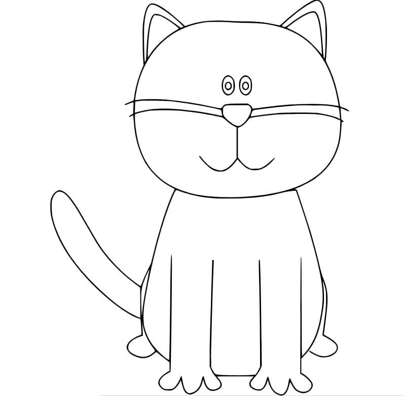 간단한 만화 고양이 무료 coloring page