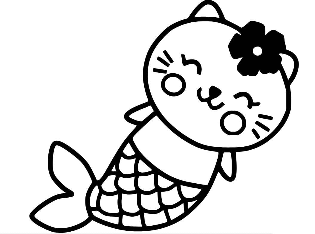 고양이 인어 coloring page