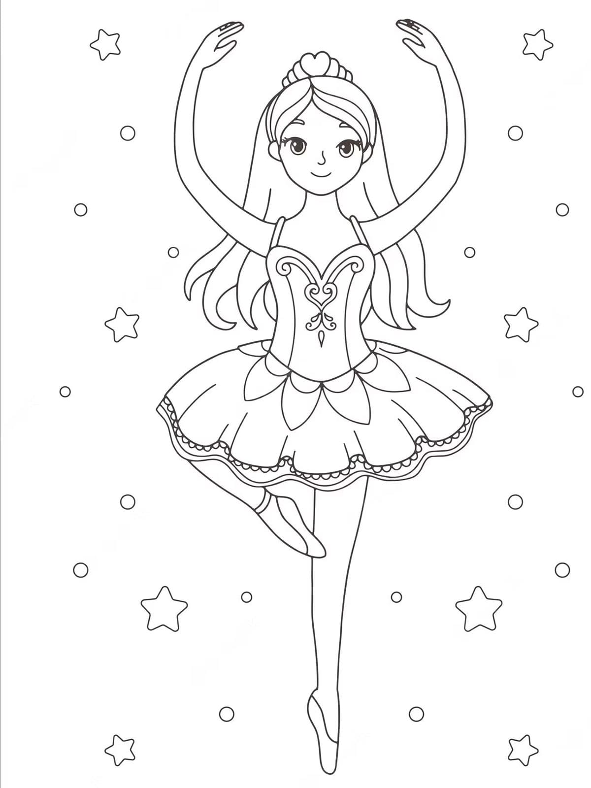 행복한 발레리나 소녀 coloring page