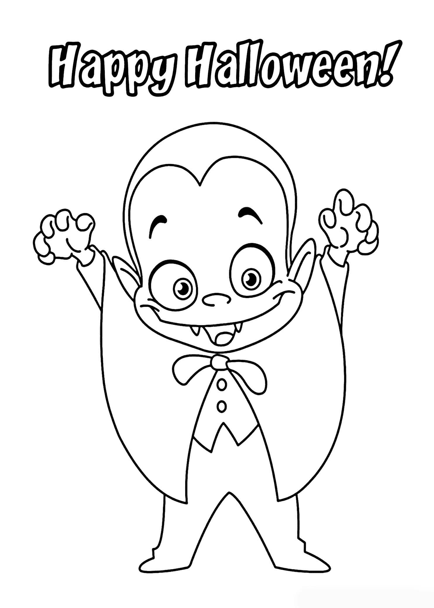 할로윈 작은 재밌는 뱀파이어 coloring page