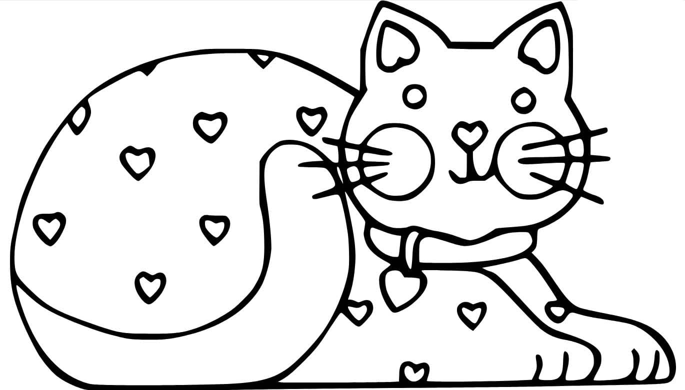 하트 패턴이 있는 고양이 coloring page