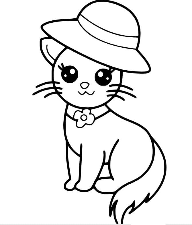 모자쓴 예쁜 고양이 coloring page