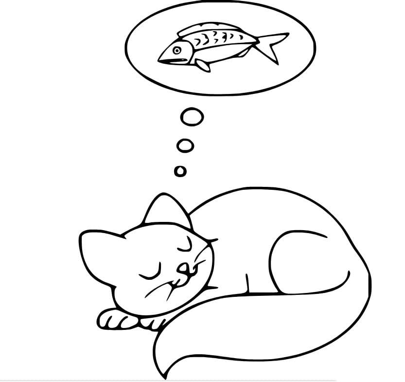 물고기를 꿈꾸는 고양이 coloring page