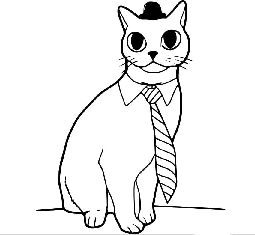 넥타이를 맨 고양이 coloring page