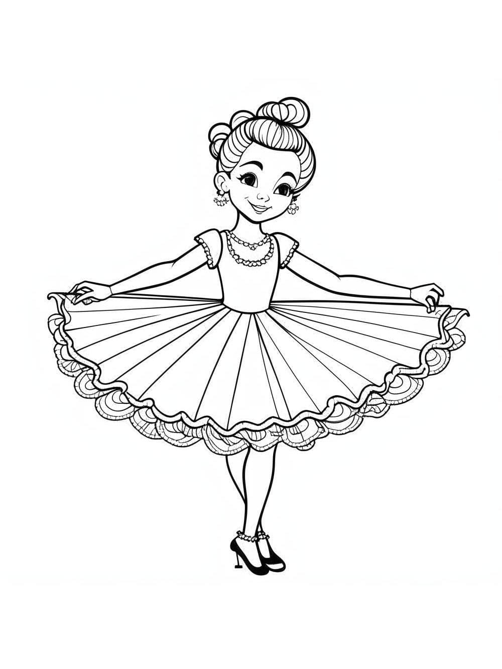 사랑스러운 발레리나 소녀 coloring page