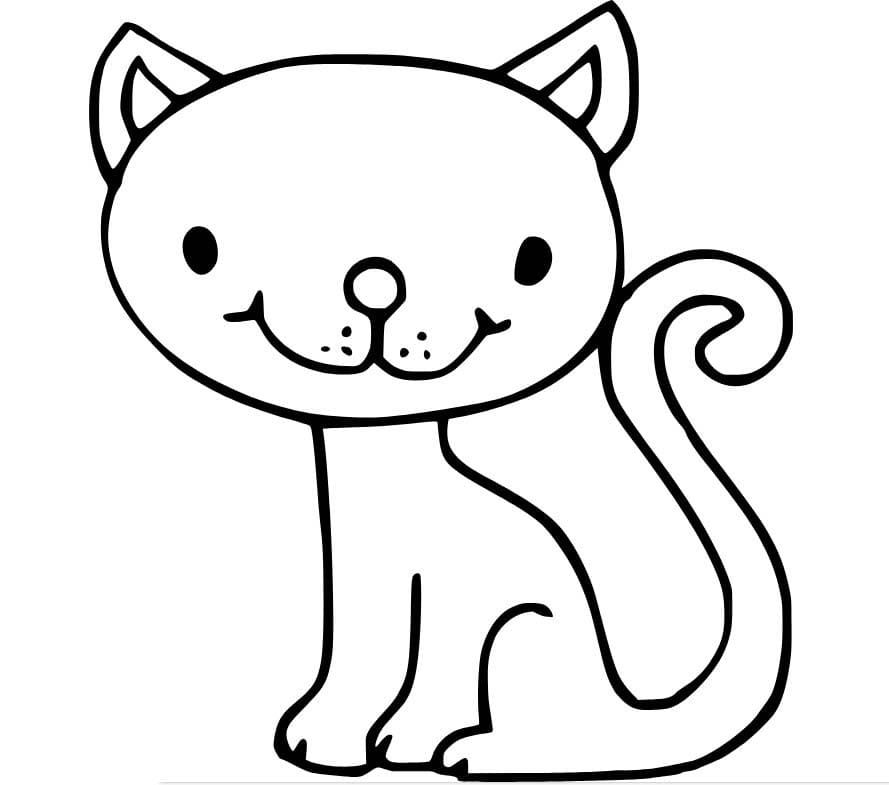 쉬운 작은 고양이 그리기 coloring page