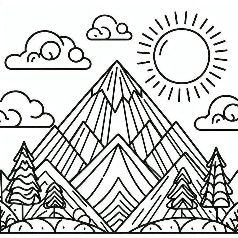 아침의 산 coloring page