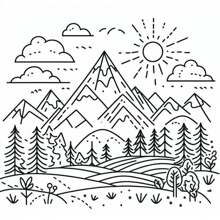 아이들을 위한 인쇄 가능한 산 coloring page