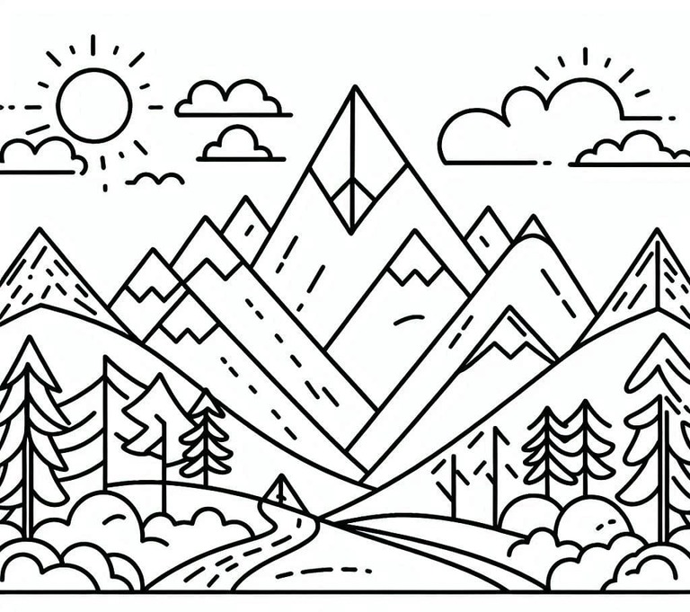 아이들을 위한 무료 산 그리기 coloring page