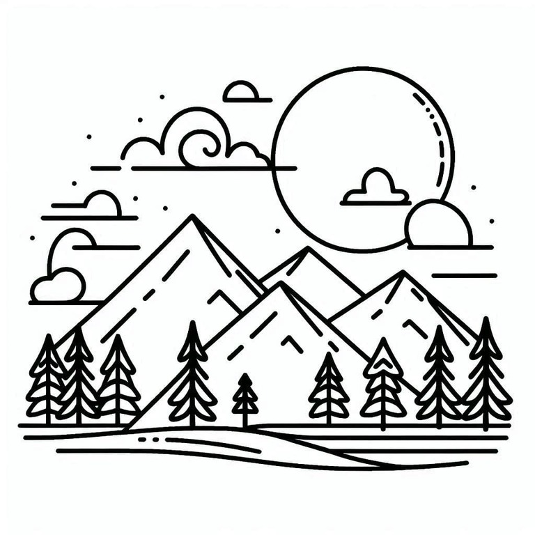 아이들을 위한 무료 산 coloring page