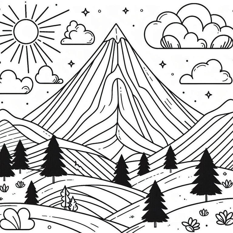 아이들을 위한 산 프린트 coloring page