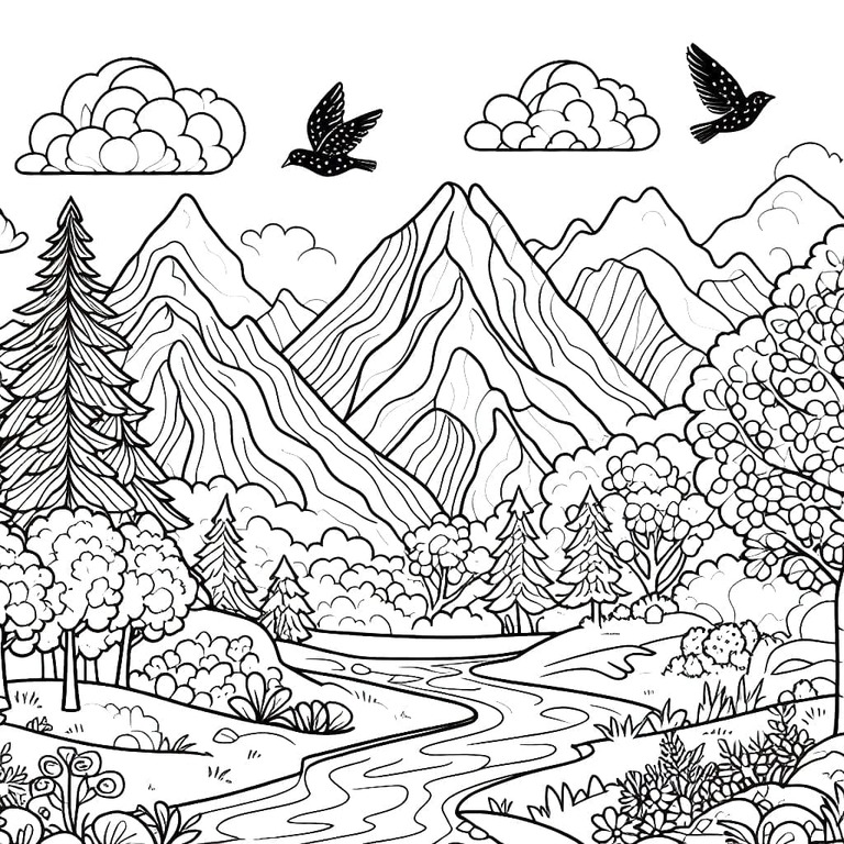 아름다운 산 coloring page