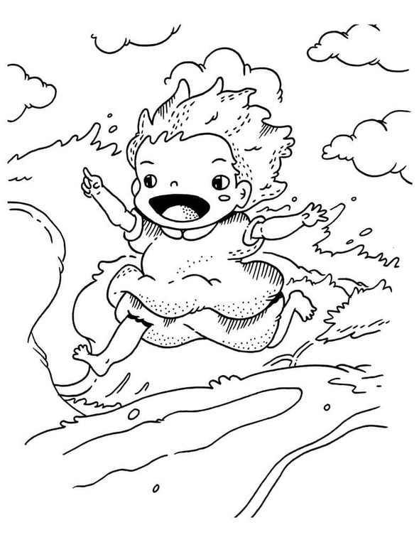 달리는 포뇨 coloring page