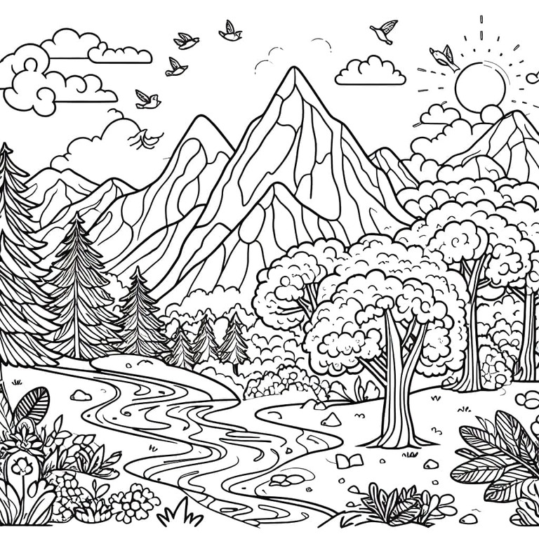 환상적인 산 coloring page