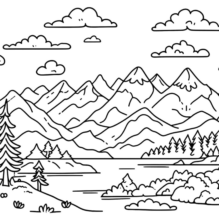 인쇄 가능한 산 무료 coloring page