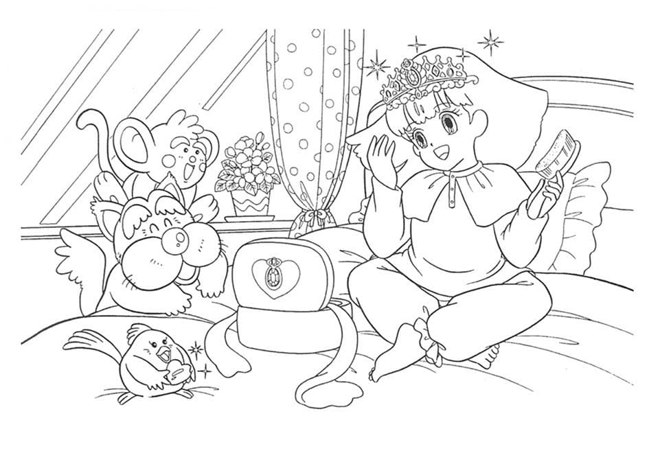 무료 요술공주 밍키 단순한 coloring page